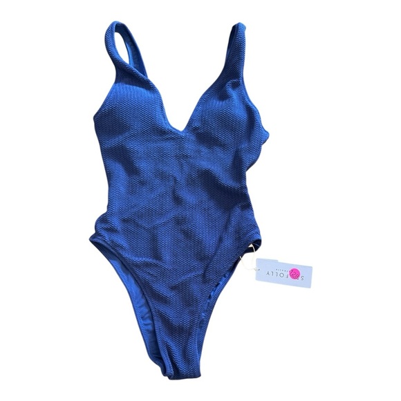 Seafolly Sea Dive Deep V-Neck One-Piece Swimsuit in Navy NWT - Picture 1 of 7